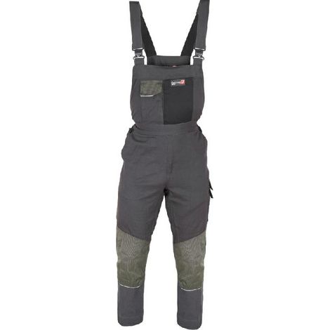 Kwazar, modelo WH680, Pantalones de trabajo tipo peto grafito, Talla S, ideales para trabajos pesados, cómodos y resistentes, protección de alta calidad, material duradero
