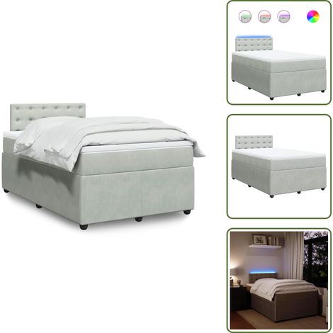 Sommier à lattes de lit et matelas gris clair 120x190cm velours - Sommier À Lattes De Lit - Sommiers À Lattes De Lit - Lit - Meuble De Chambre À Coucher (1/5)