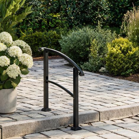 Garde-corps d'escalier réglable en métal noir pour 1 à 3 marches (1/5)