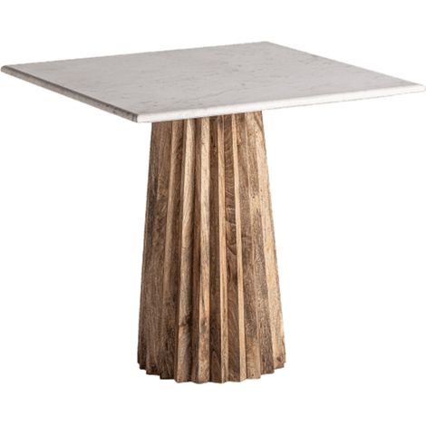 Table à manger carrée bois plissé et marbre 80cm José Manuel Ferrero d’Estudi-Naturel (1/5)