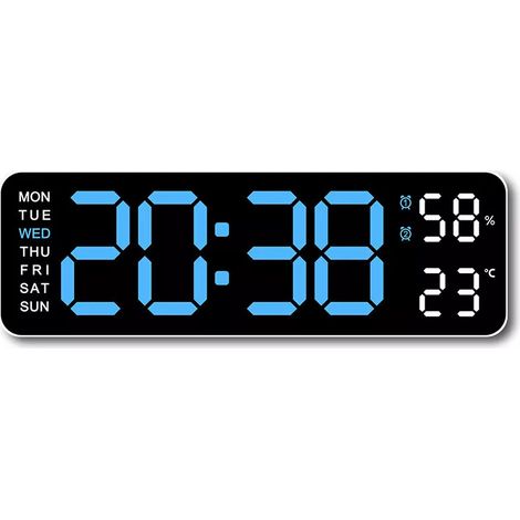 Réveil Murale/ de Bureau Numérique LED à Grand Affichage - Affichage du Calendrier, de la Température et de la Date - Fonctions Complètes pour la Maison (1/5)