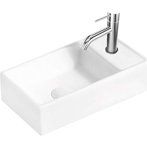 kielle Arkas I - Lave-mains 42x23 cm, sans trop-plein, 1 trou pour robinetterie à droite, blanc 30611400R (1/2)