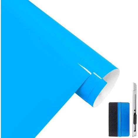 Hochglanz Vinyl Folie Piano Black mit Luftkanal 50x150cm Blau (1/5)