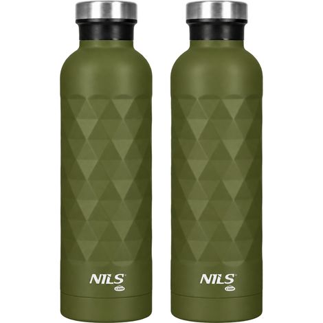750ml Stainless Steel Leak-Proof Water Bottle - Green, 2-Pack (1/5)