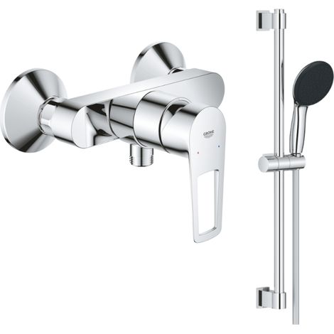 Pack mitigeur douche mécanique GROHE StartLoop + Ensemble de douche Start 2 jets avec barre Chromé