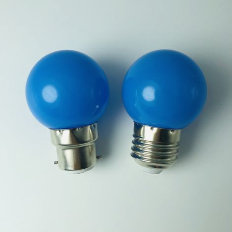 Lot de 10 ampoules LED B22 1 W, culot à baïonnette coloré, mini-ampoules globe G45, rouge, vert, bleu, orange, jaune, pour mariage, Halloween, Noël (bleu) (1/3)