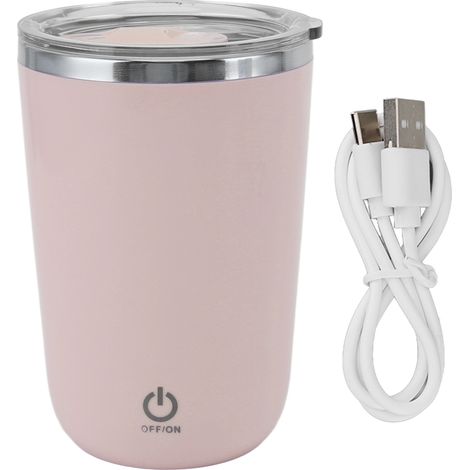 Elektrischer 350-ml-USB-Mixbecher, auslaufsicher, selbstbrühender Becher für Kaffee, rosa (1/5)