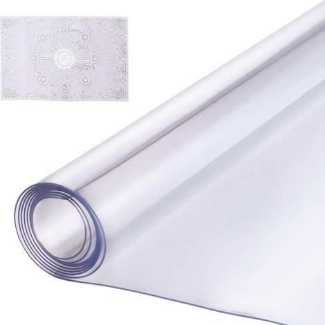 Nappe Transparente Carrée 137,2x137,2 cm Épaisseur 1,5 mm, Film de Table Transparent en PVC, Imperméable et Facile à Nettoyer, Protection de Table pour Bureau, Cuisine Restaurant Salle à Manger (1/5)