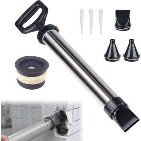 Pistolet de Calfeutrage pour Mortier,Pistolet à Coulis,Outils de Jet Manuel,Outil de Calfeutrage Manuel,Injecteur de Mortier en Acier Inoxydable,avec 4 Buses et 3 Buses en Caoutchouc Tokaneit