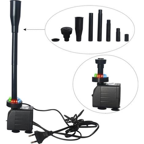 Pompe à eau Teichpumpe 15W 1000 L/H Jardin Springbrunnen Aquarium Pompe à eau LED