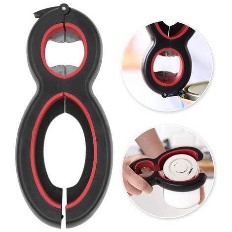 Flaschenöffner, 6-in-1-Flaschenöffner, Mehrfach-Flaschenöffner und Flaschenöffner mit Einmachglasgriff, Küchenhelfer für Kinder, Senioren und Menschen mit eingeschränkter Handfunktion Oi-FRIS (1/5)