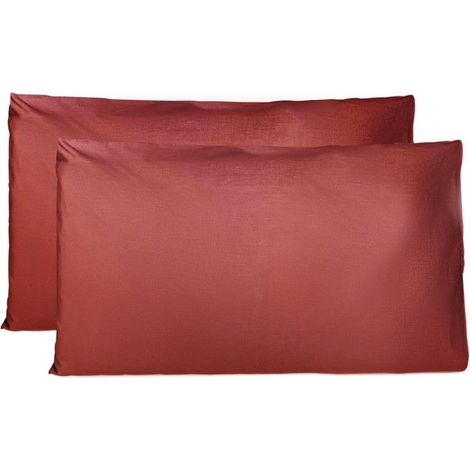 Taie Oreiller 100% Coton 40x80 CM Lot De 2, Taie d'oreiller Rectangulaire 100% Puro Coton avec Fermeture - Bordeaux (1/5)