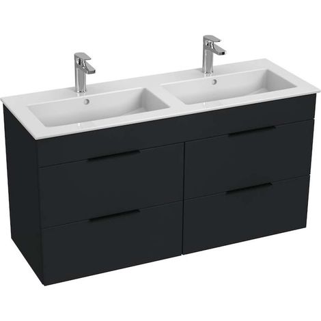 Jika Cube - Mobile lavabo doppio 118x43x61 cm, antracite opaco H4536621763521