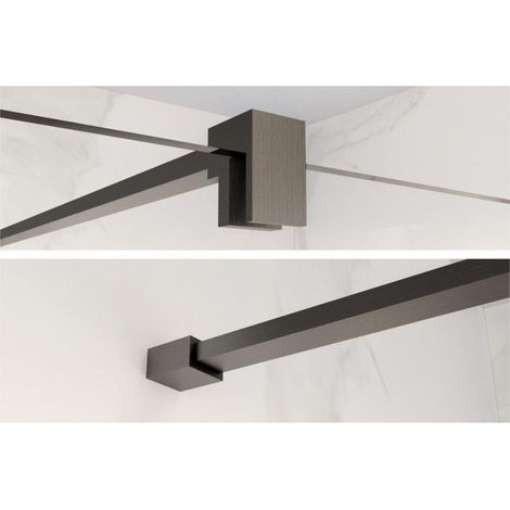 Fortifura Galeria barre de renfort rallongée 200cm pour douche à l'italienne - avec kit de fixation - Gunmetal