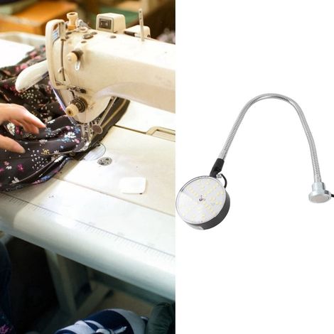Lampe LED pour machines avec tube flexible en col de cygne de 50 cm et base magnétique, idéale pour les tours, établis, machines à coudre, grils et l'éclairage industriel. Norme européenne 220 V CA. (1/5)