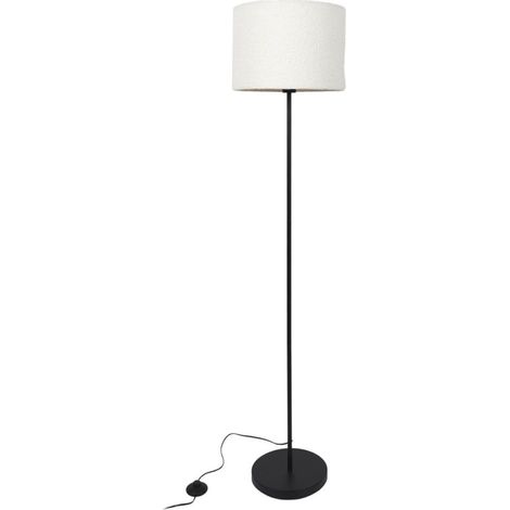 Lampadaire en métal noir avec abat jour en bouclette