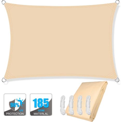 (Jaune clair, 300x400CM) Auvent pare-soleil imperméable, résistant aux UV, convient aux jardins extérieurs, patios et cours. (1/5)