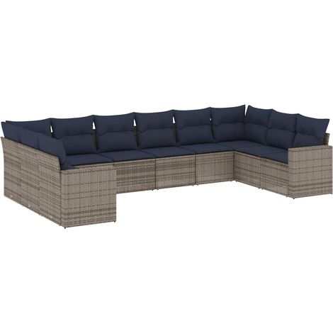 Maison Exclusive - Set Divani da Giardino 10 pz con Cuscini Grigio in Polyrattan (1/5)