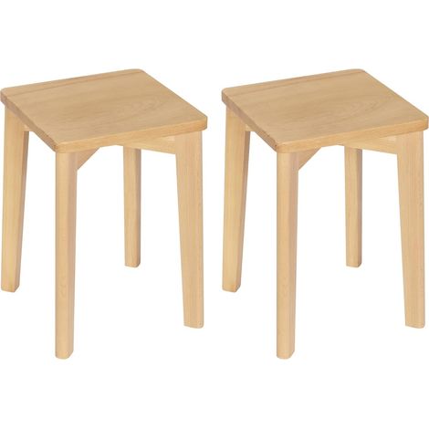 WOLTU Taburete de Madera Maciza Silla Tocador Cuadrado Resistente Taburete Bajo para Cocina Comedor Dormitorio Pasillo Color Natural 31x31x44.5 cm