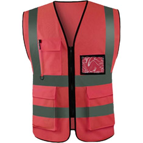 Gilet de sécurité réfléchissant haute visibilité, couleur néon vive haute visibilité avec 4 bandes réfléchissantes et poches (1/5)