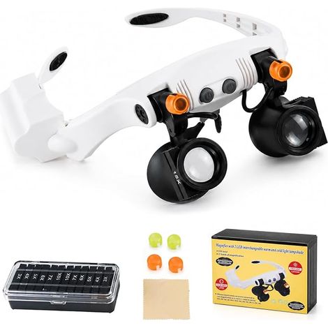 Loupe Serre-Tête avec 4 LED et 7 Lentilles Détachables 3X-25X (1/5)