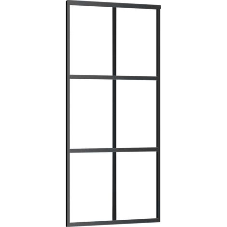 Maison Exclusive - Porta Scorrevole in Vetro ESG e Alluminio 90x205 cm Nera