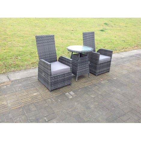 Fimous Dark Grey Mixed Outdoor Wicker Rattan Garden Furniture Reclining Chair And Table Dining Sets 2 Seater Bistro Round Table (1/4)