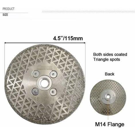 Lame de scie électrolytique double face à disque diamant de 115 mm pour couper et meuler le marbre, le granit et les carreaux de pierre (1/3)