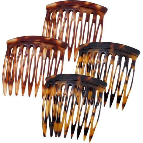 BelleRise – Seitlicher Haarkamm – Französischer Haarkamm mit Haarspange, Haarstyling-Accessoire für Damen, ideal für einen Dutt – 4er-Set (1/5)
