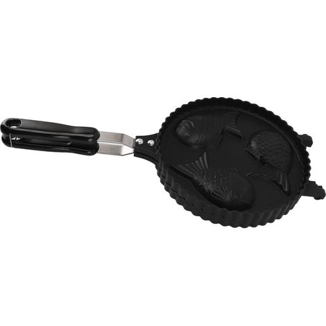 Poêle à gaufres en forme de poisson, 3 poissons mignons, en aluminium, à chauffage uniforme et double face, idéale pour les snacks maison et les bars à tapas. (1/5)
