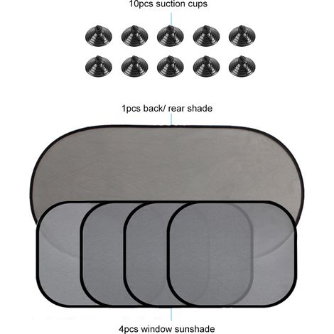 5 protections solaires auto vitre latérale avec ventouses – pare-soleil voiture pare-brise – lot de 5 rideaux occultants pour fenêtre de voiture (1/5)