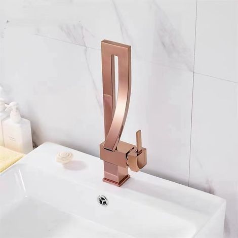 Robinet de cuisine, pivotant à 360°, haute pression, en acier inoxydable, pour cuisine, salle de bain,or rose (1/3)