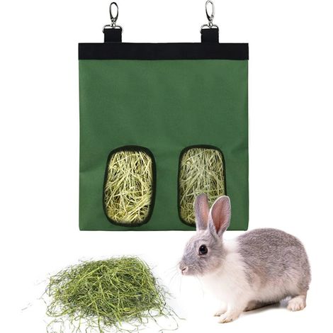 Hanging Hay Bag Feeder Bag High Quality Bag Essential Pet Storage Bag Large Hay Feeder for Guinea Pig, Rabbit- 2 Openings
