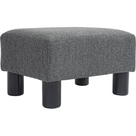 Fußhocker, Sitzhocker mit leinenartigem Stoffbezug, Schaumstoff-Füllung, Kunststoffbeine, für verschiedene Räume, Grau