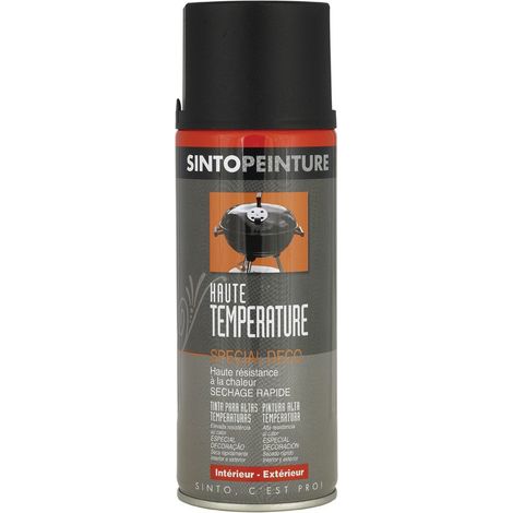 Peinture haute température aérosol SINTO 400 ml Noir - Résiste jusqu'à 650°C