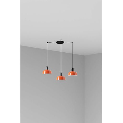 Faro Tatawin Kleine Cluster-Pendelleuchte, Schwarz, Rot-Orange glänzend, 3 x E27