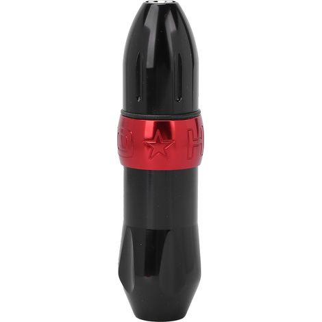 Machine à tatouer stylo en alliage d'aluminium avec interface CC, clip de serrage et cordon rotatif, rouge et noir. (1/5)