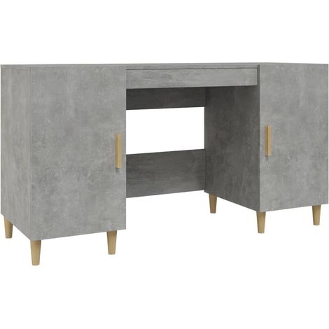 Bureau table poste de travail meuble d'ordinateur informatique étude 140 x 50 x 75 cm bois d'ingénierie gris