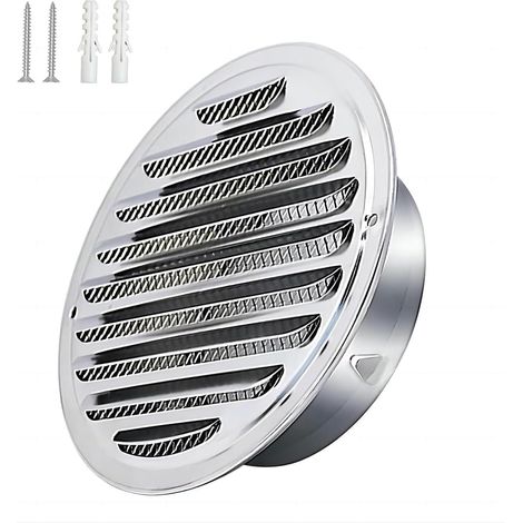 Round Stainless Steel Exhaust Pipe Ventilation Grille, Air Outlet Hood, Round Air Vent Grille, Smoke Extraction Hood with Mosquito Net, 180mm