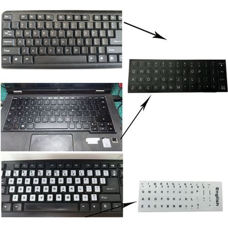 Étiquettes Clavier Thaï 15,6" Texture Givrée PVC Résistante à l'Usure, Protection Durable pour Clavier d'Ordinateur Portable Thaïlandais avec Lettres Orange sur Fond Noir (1/5)