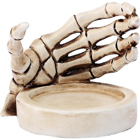 BEBUSINGOTO Totenkopf-Brillenhalter von Gothic Candle  Kerzenhalter mit Totenkopf-Skeletthand aus Kunstharz, gotischer Kerzenhalter für Halloween, Arbeitszimmer, Garten