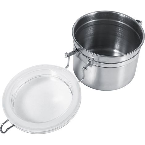 Bocal de rangement en acier inoxydable pour cuisine, boîte hermétique pour sucre thé café grains (Petit) (1/3)