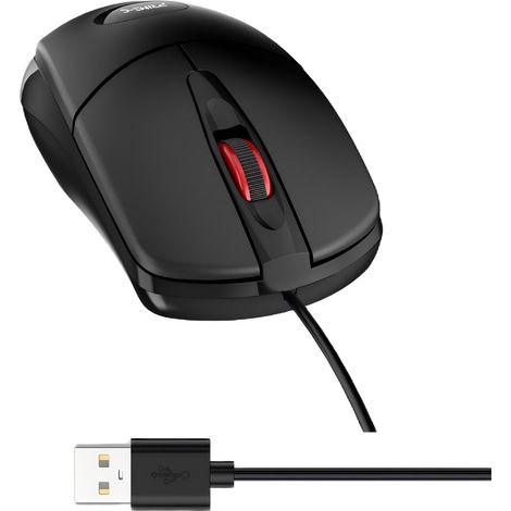 Souris filaire (idéale pour la bureautique et les jeux occasionnels), câble de 1,5 mètre - molette de défilement rouge