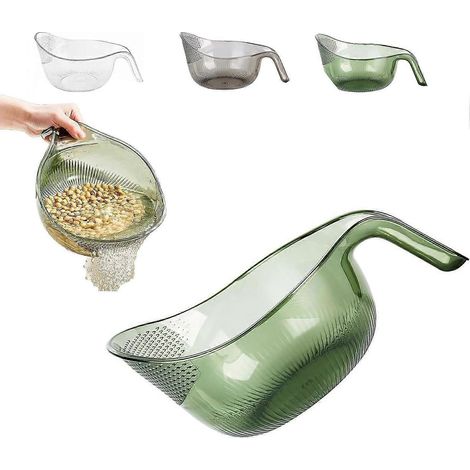 Passoire à riz multifonctionnelle avec poignée, bol à égouttage rapide pour laver le riz et les fruits. (1/5)