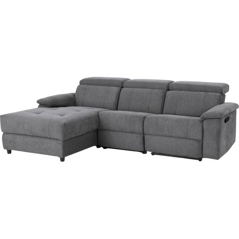 Tanaro-Chaise longue Canapé 3 places gauche avec fonction manuel en tissu anthracite