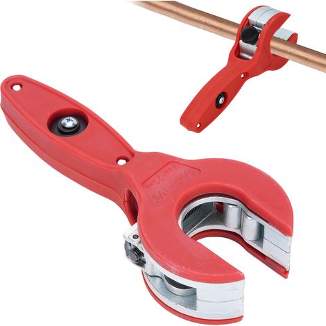 Coupe-Tube à Crémaillère 2 en 1 Compact pour PPR, Plastique, Cuivre, PVC et Métal (1/4 à 7/8 pouce) - Aluminium+ABS - Rouge (1/5)