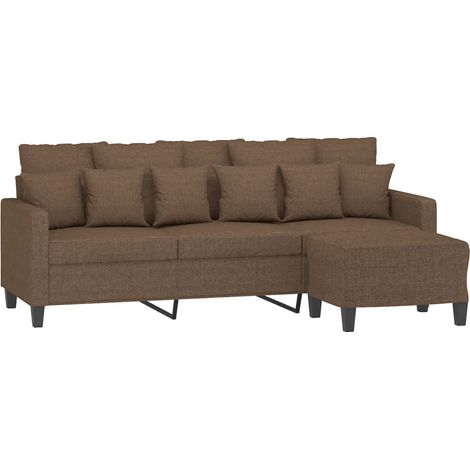 Sofá de 3 plazas con taburete de tela marrón 180 cm vidaXL (1/4)