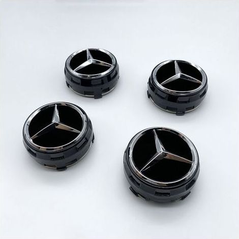Allauve – Cache-moyeu 75mm compatible Mercedes – Lot de 4 capuchons ABS – Installation rapide sur jantes AMG – Résistance aux chocs et à l’usure (1/2)