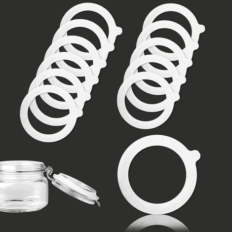 Confezione da 12 guarnizioni in silicone intercambiabili da 70 x 95 mm per barattoli in vetro e gomma (bianche) (1/5)