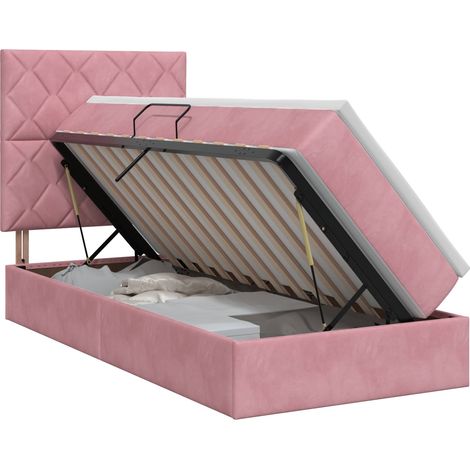 Maison Exclusive - Letto con contenitore e materasso Rosa 90 x 200 cm Velluto (1/5)